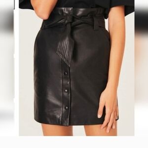 ba&sh Black Leather Mini Skirt (Fits More Like A 4 Or 6 )